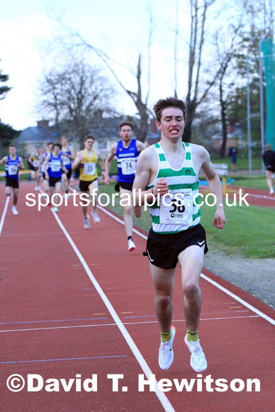 1500 metres, 2022 NEGP No. 1,  Monkton Stadium, April 20th, on a very cold night. Photo: David T. Hewitson/Sports for All Pics